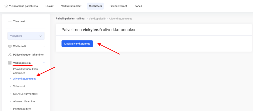 Aliverkkotunnus on osa verkkotunnusta, joka sijaitsee ennen pääverkkotunnusta, tai etuliite, esim. blogi.speedzone.fi tai staging.speedzone.fi.
