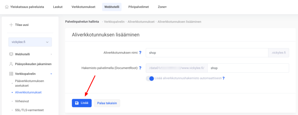 Aliverkkotunnus on osa verkkotunnusta, joka sijaitsee ennen pääverkkotunnusta, tai etuliite, esim. blogi.speedzone.fi tai staging.speedzone.fi.