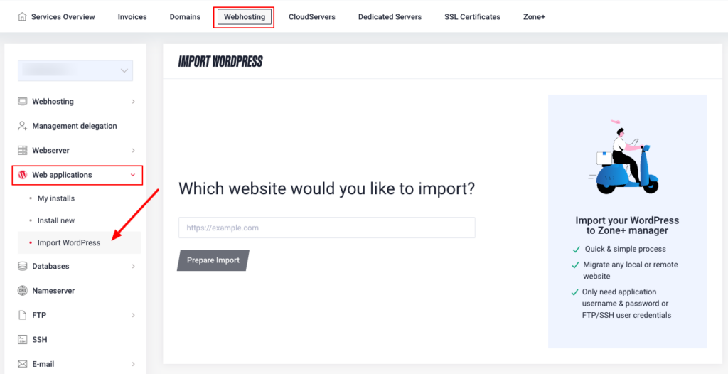 Patchstack FAQ. You can import WordPress in the My Zone control panel by choosing Web Hosting on the overview page, then Web Applications in the left-hand menu, and clicking Import WordPress.
